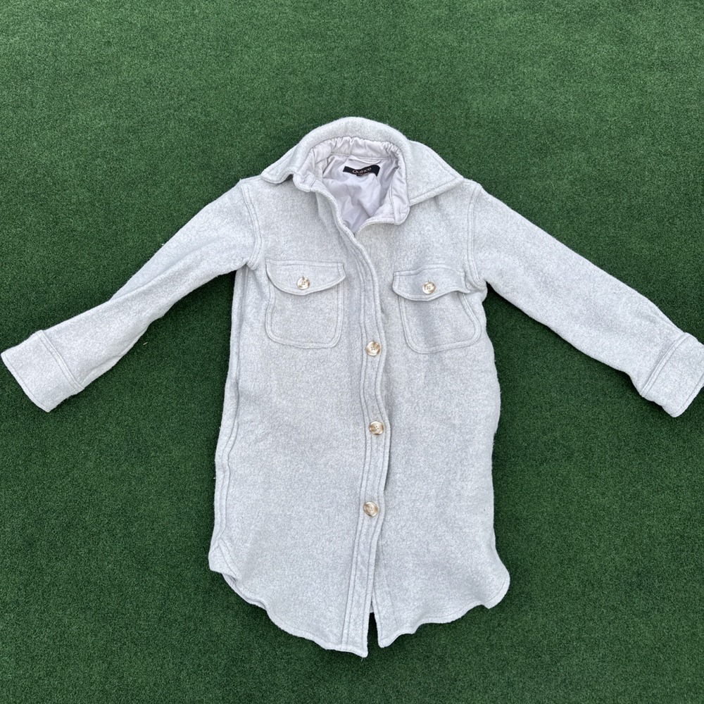 Quince Women Wool Blazer Coat Cozy Cute Warm Women's XS white Grey